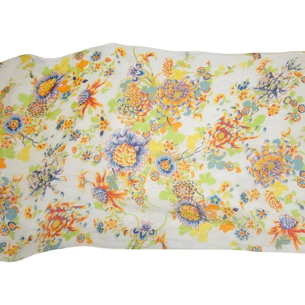 Polo Ralph Lauren Scarf Wrap Floral Botanical Ramie Lightweight Sheer Fringe